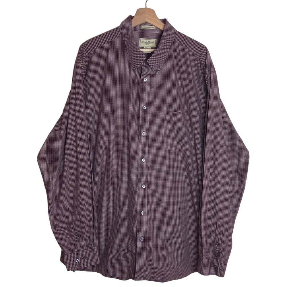 Eddie Bauer mens wrinkle resistant long sleeve button down cotton shirt